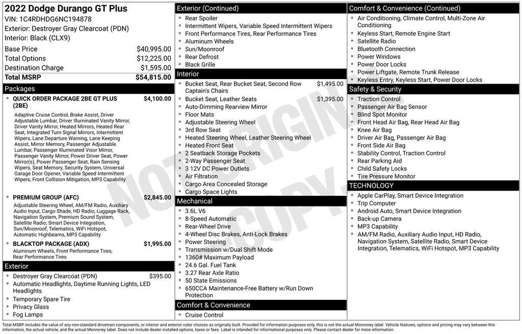 2022 Dodge Durango GT Plus RWD
