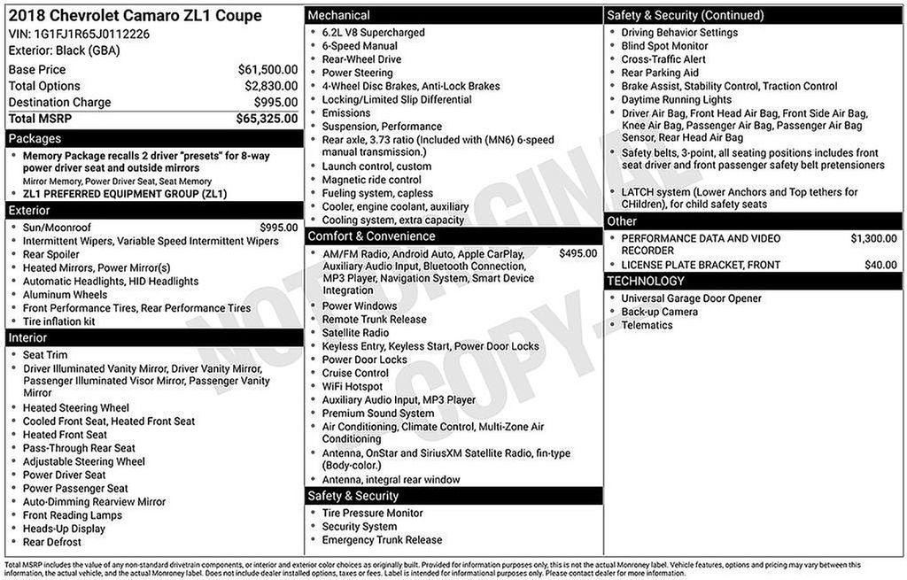 2018 Chevrolet Camaro ZL1
