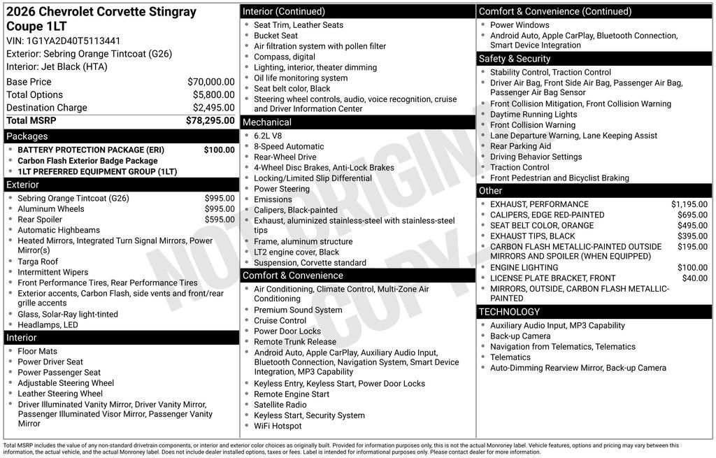 2026 Chevrolet Corvette Stingray 1LT