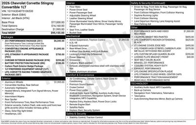 2026 Chevrolet Corvette Stingray 1LT