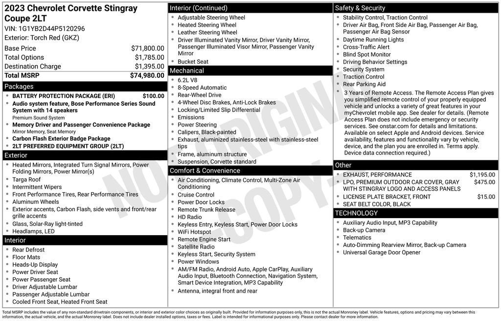 2023 Chevrolet Corvette Stingray 2LT