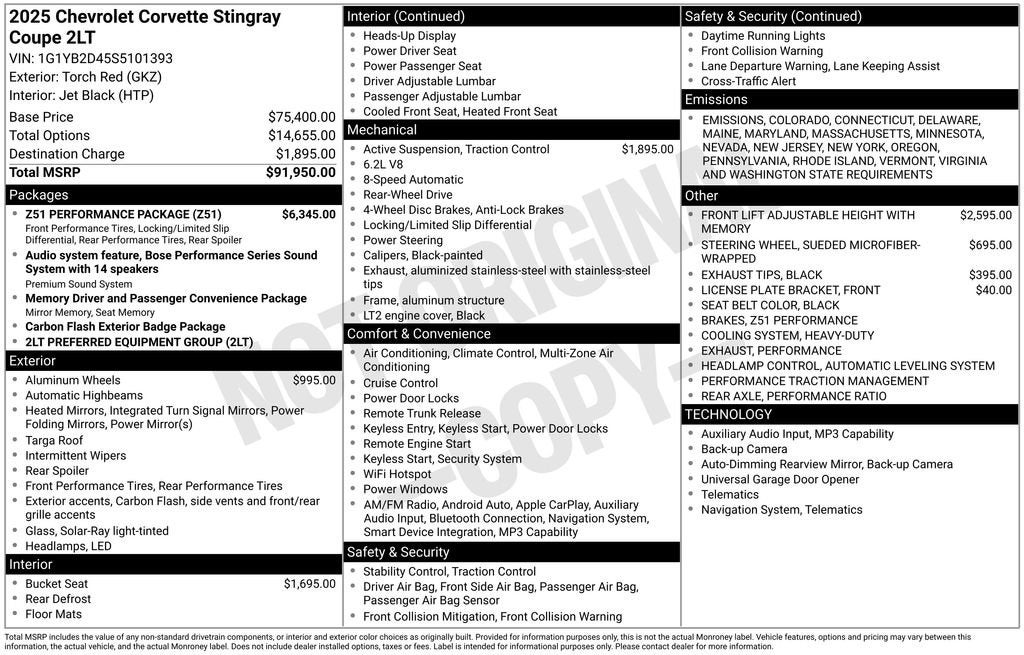 2025 Chevrolet Corvette Stingray 2LT