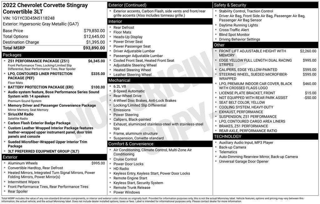 2022 Chevrolet Corvette Stingray 3LT
