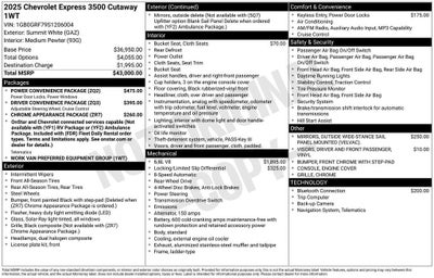2025 Chevrolet Express Cutaway 3500 1WT