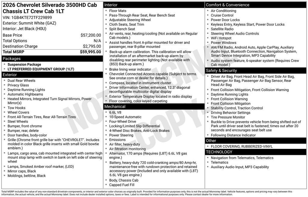 2026 Chevrolet Silverado 3500 HD Chassis Cab LT