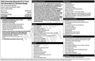 2026 Chevrolet Silverado EV LT - Standard Range