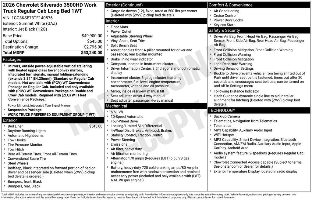 2026 Chevrolet Silverado 3500 HD WT