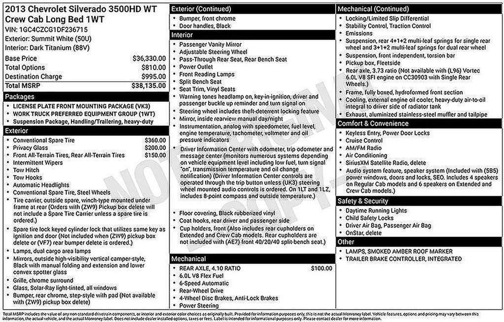 2013 Chevrolet Silverado 3500 HD Work Truck