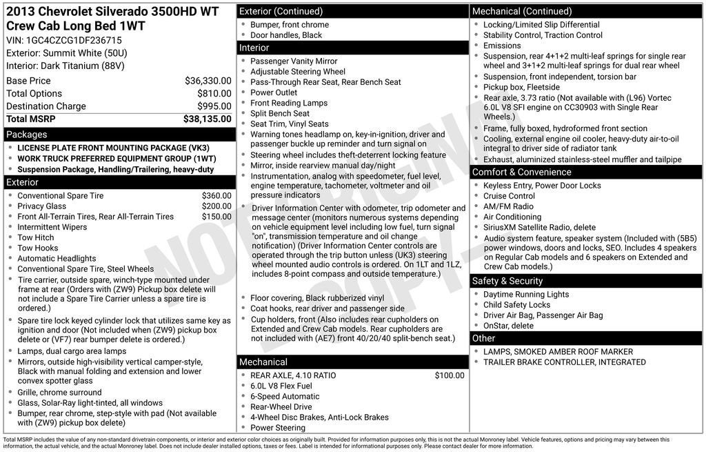 2013 Chevrolet Silverado 3500 HD Work Truck