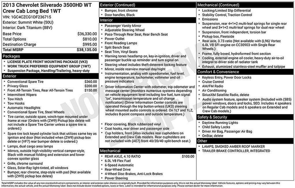 2013 Chevrolet Silverado 3500 HD Work Truck