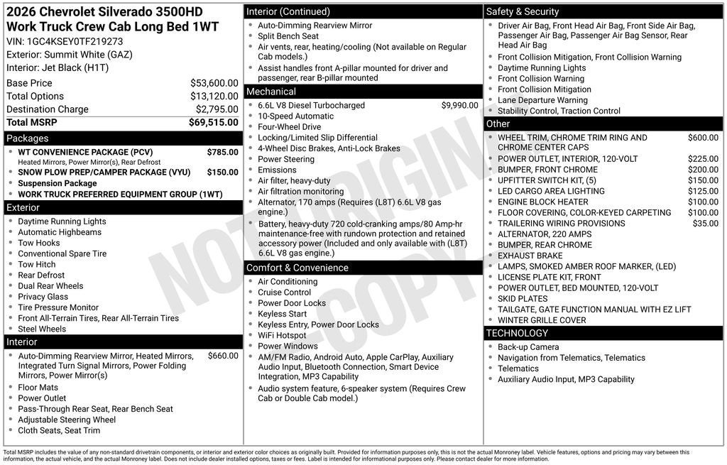 2026 Chevrolet Silverado 3500 HD WT DRW