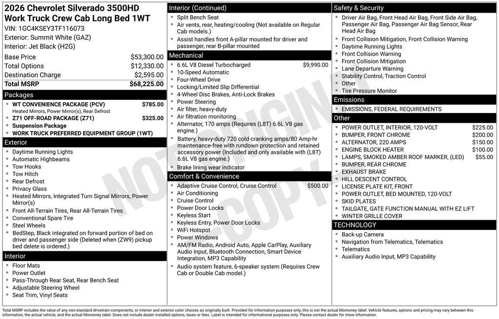 2026 Chevrolet Silverado 3500 HD WT