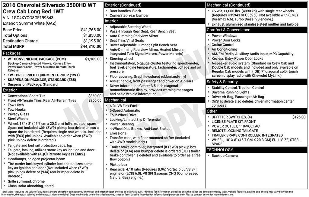 2016 Chevrolet Silverado 3500 HD Work Truck