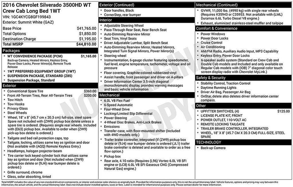 2016 Chevrolet Silverado 3500 HD Work Truck