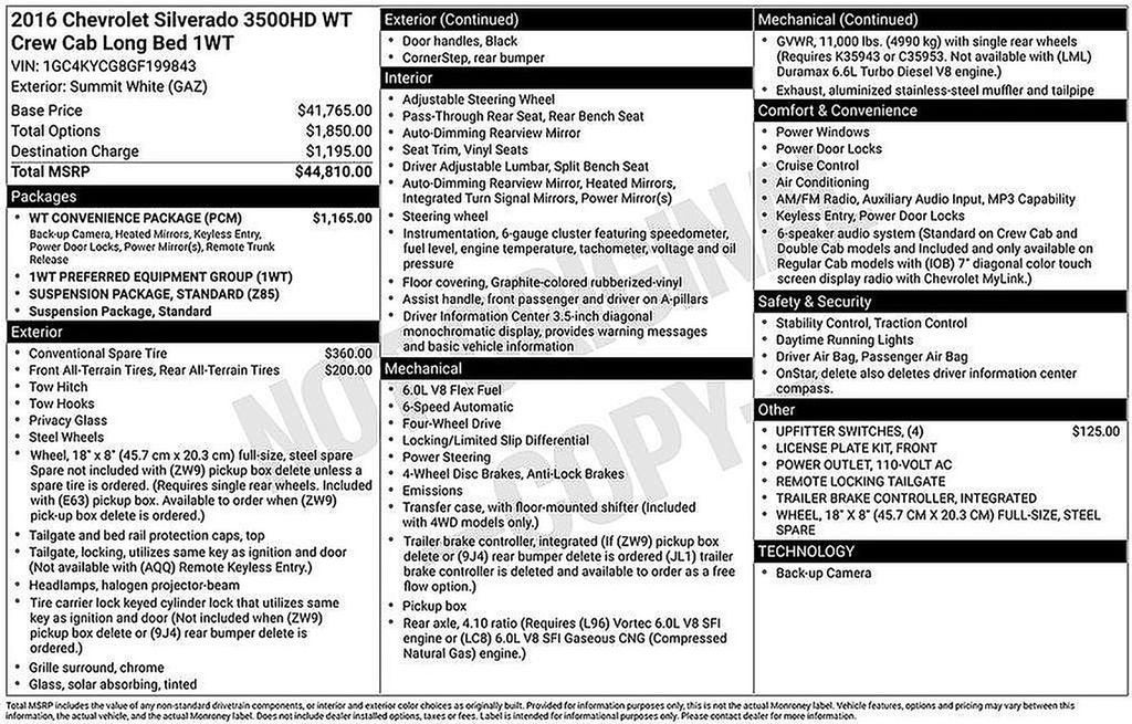 2016 Chevrolet Silverado 3500 HD Work Truck