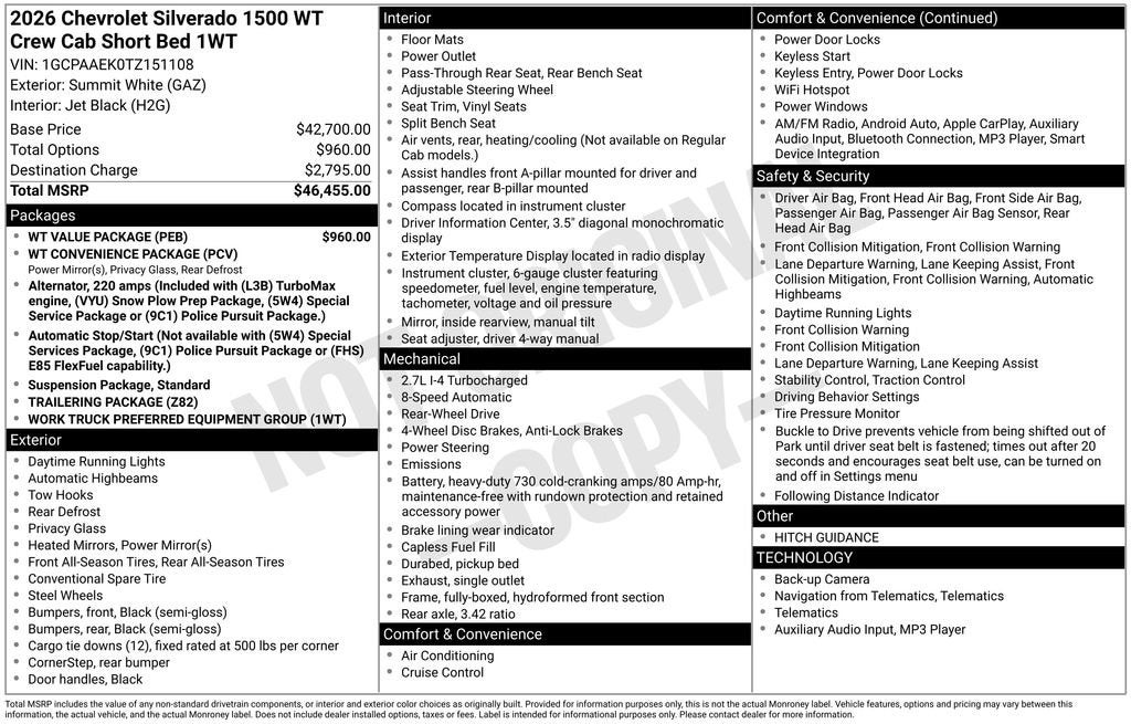 2026 Chevrolet Silverado 1500 WT