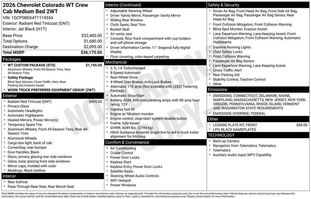2026 Chevrolet Colorado WT