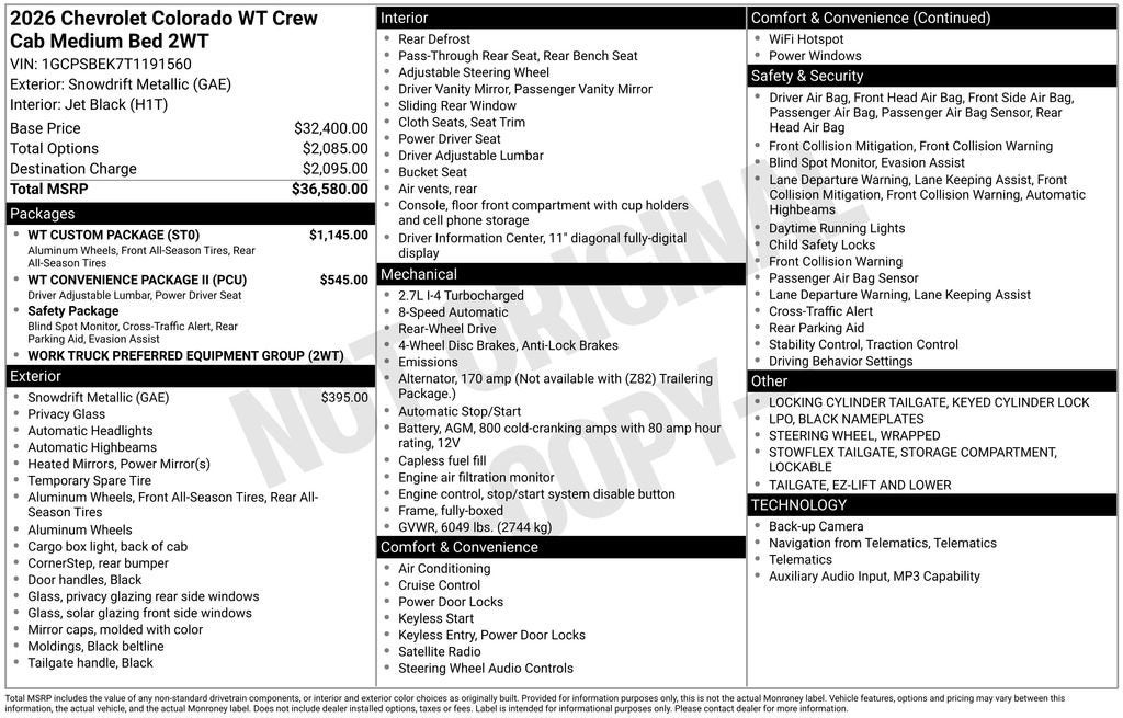 2026 Chevrolet Colorado WT