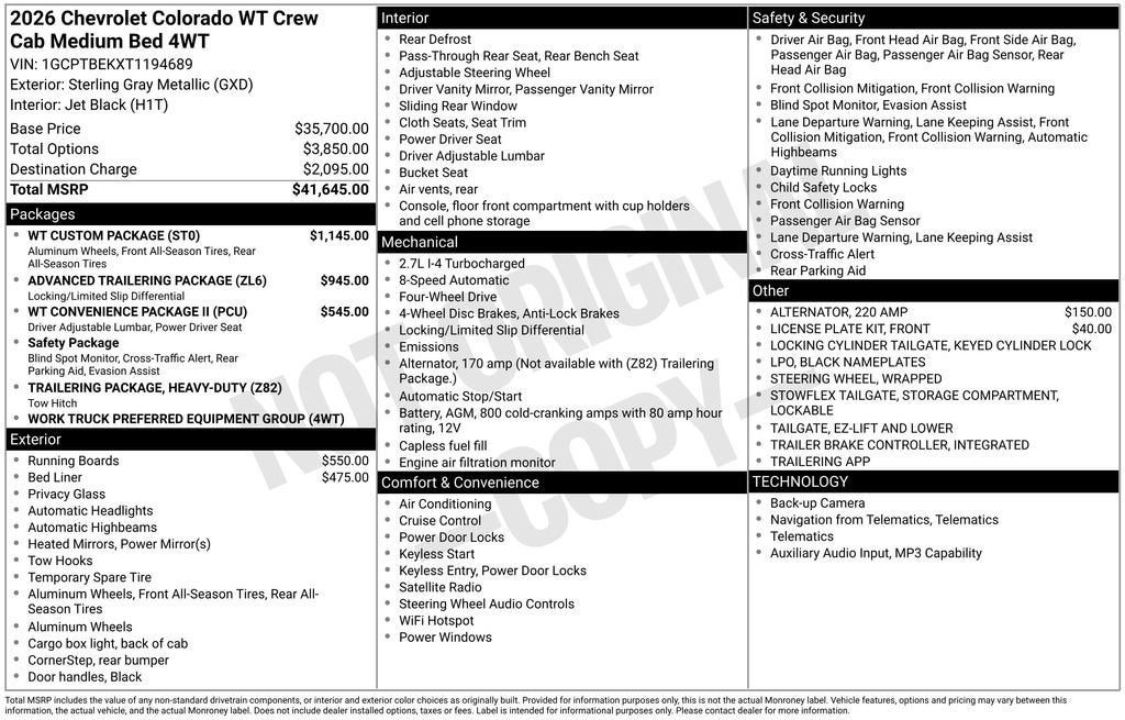 2026 Chevrolet Colorado WT