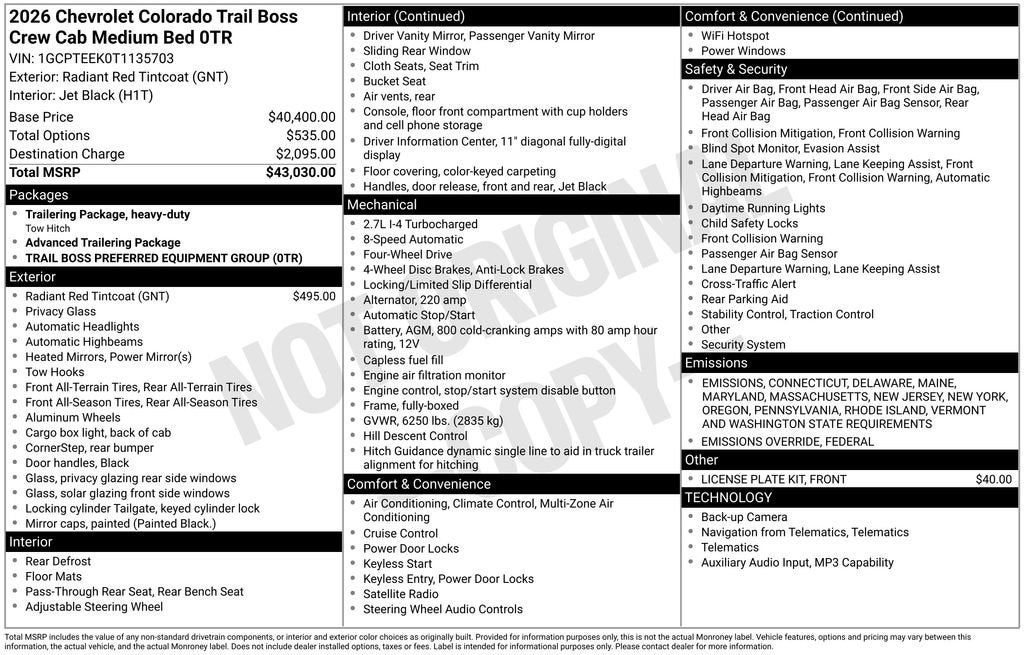 2026 Chevrolet Colorado Trail Boss