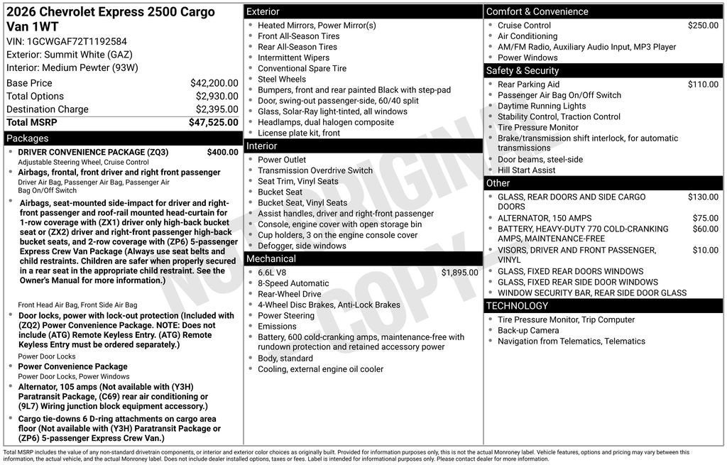 2026 Chevrolet Express Cargo WT