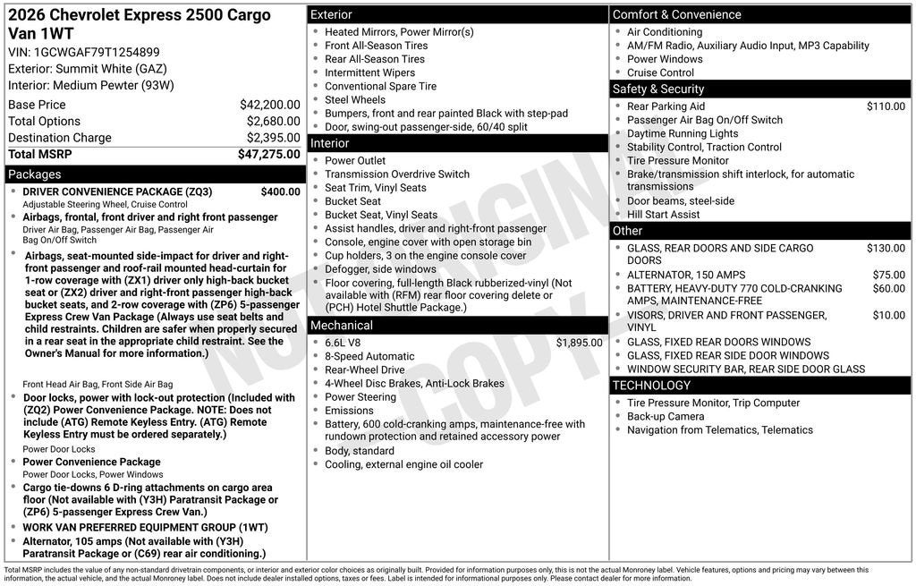 2026 Chevrolet Express Cargo WT