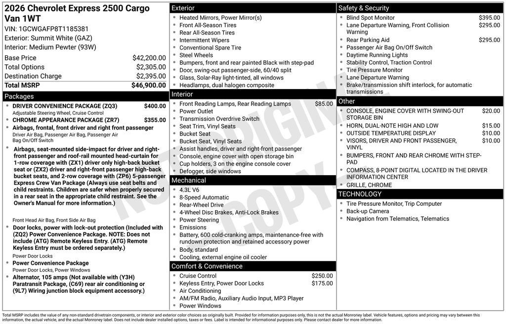 2026 Chevrolet Express Cargo WT