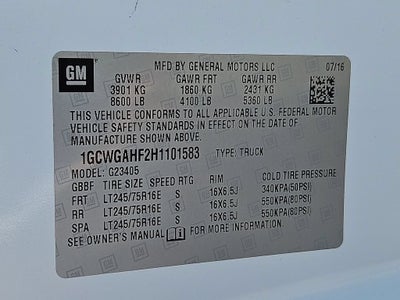 2017 Chevrolet Express Cargo 2500 Work Van
