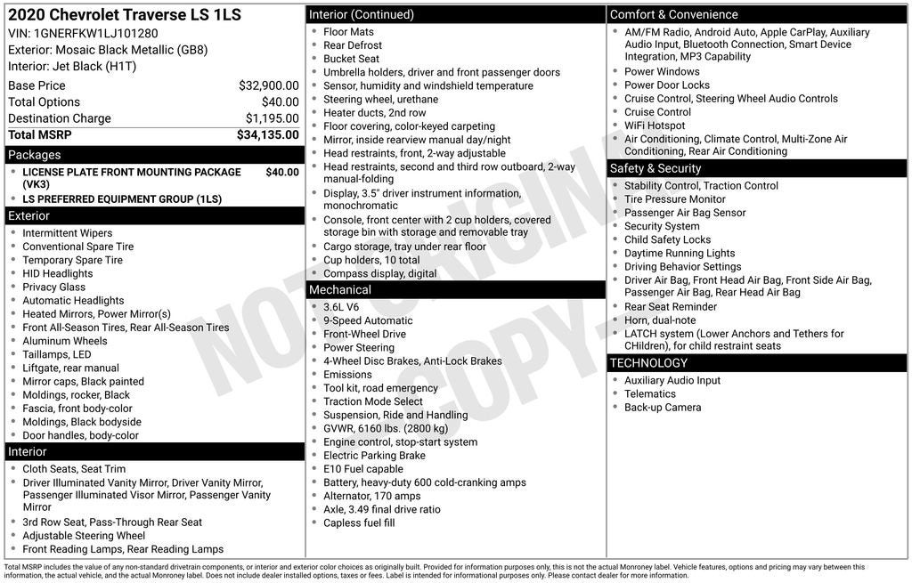 2020 Chevrolet Traverse LS