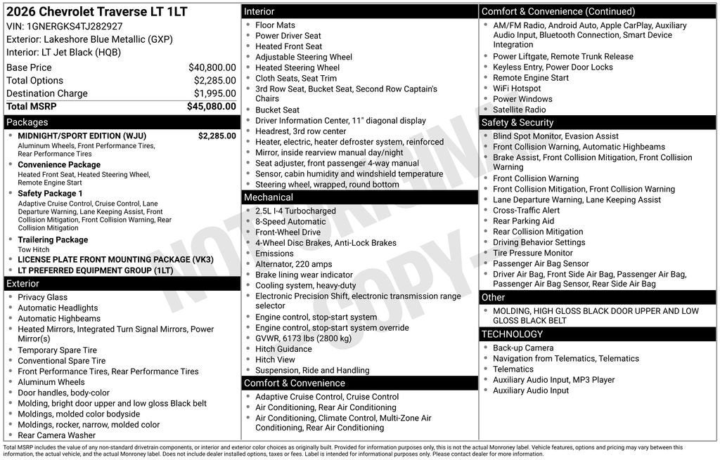 2026 Chevrolet Traverse LT