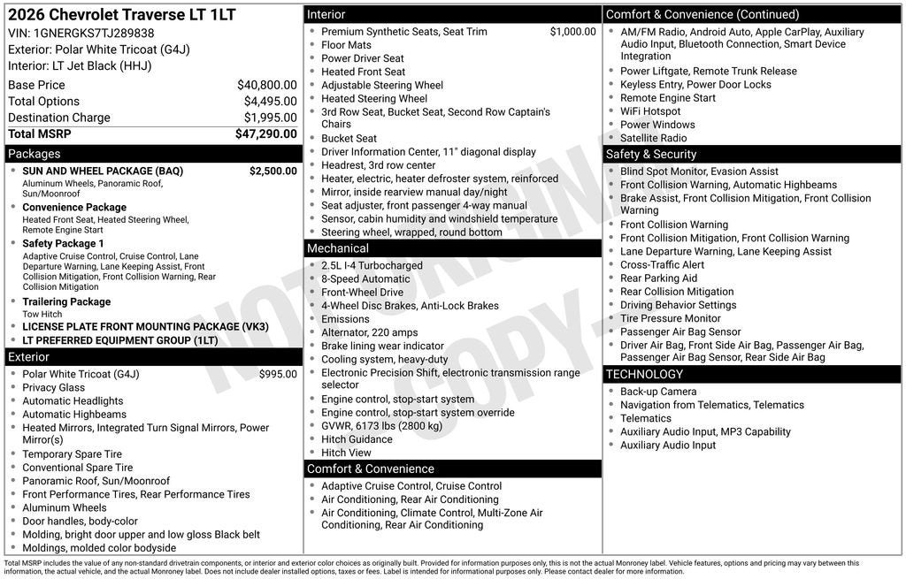 2026 Chevrolet Traverse LT