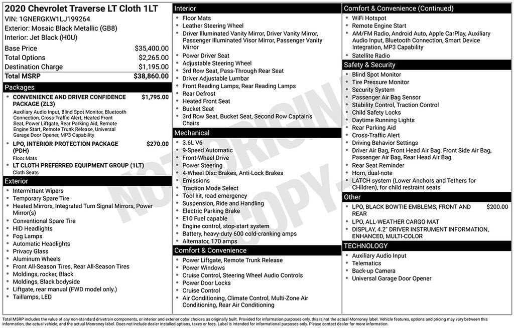 2020 Chevrolet Traverse LT Cloth