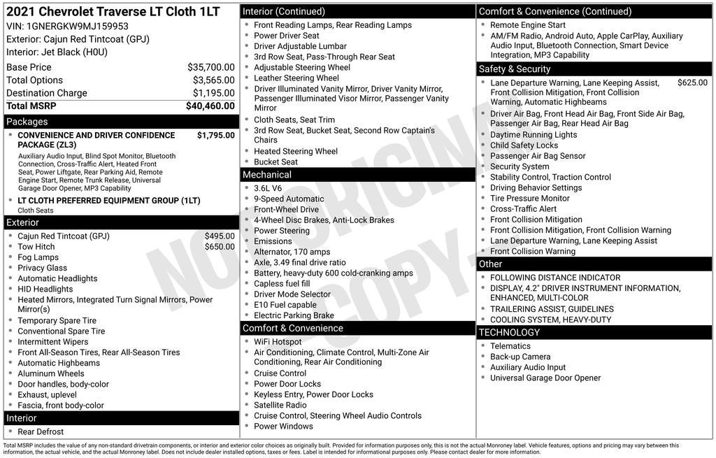 2021 Chevrolet Traverse LT Cloth