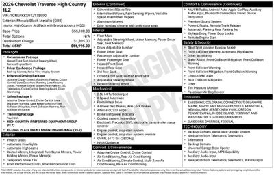 2026 Chevrolet Traverse High Country