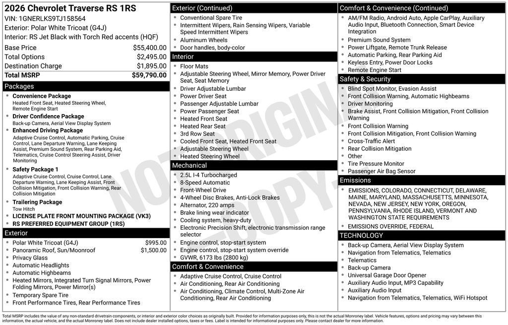 2026 Chevrolet Traverse RS