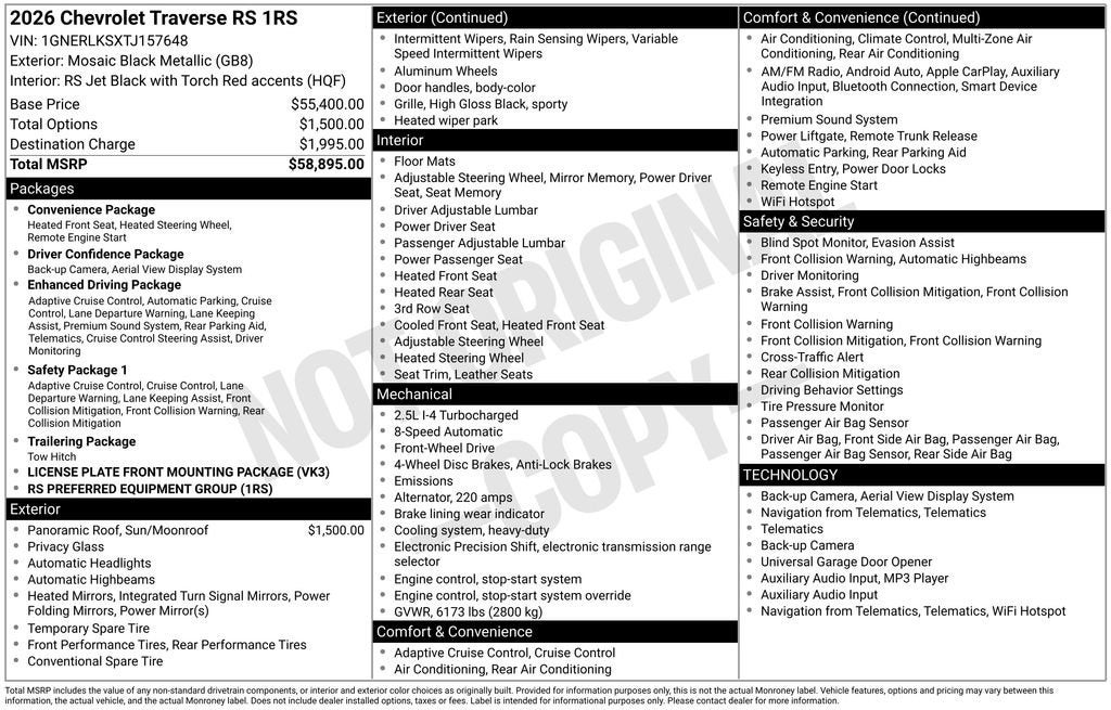 2026 Chevrolet Traverse RS