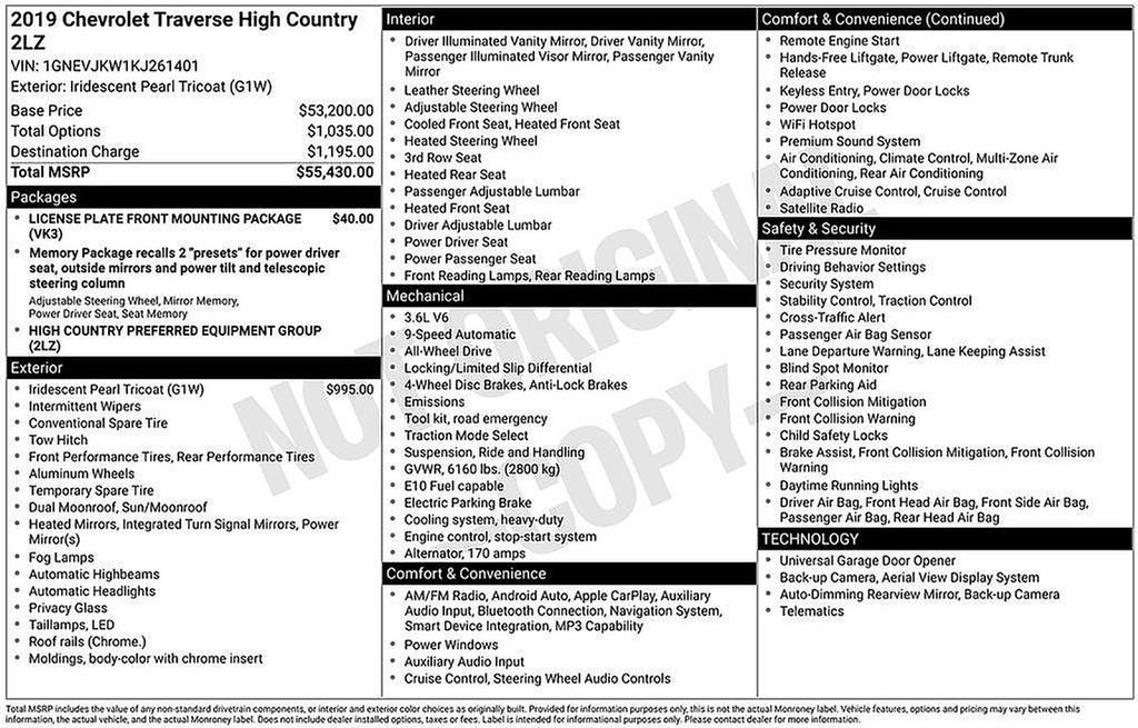 2019 Chevrolet Traverse High Country