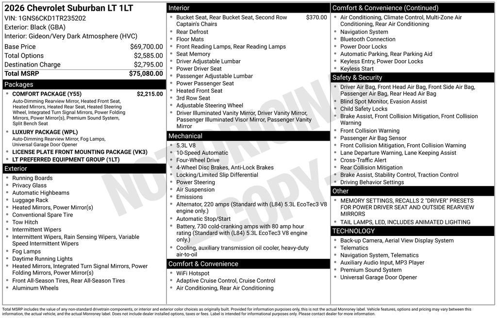 2026 Chevrolet Suburban LT