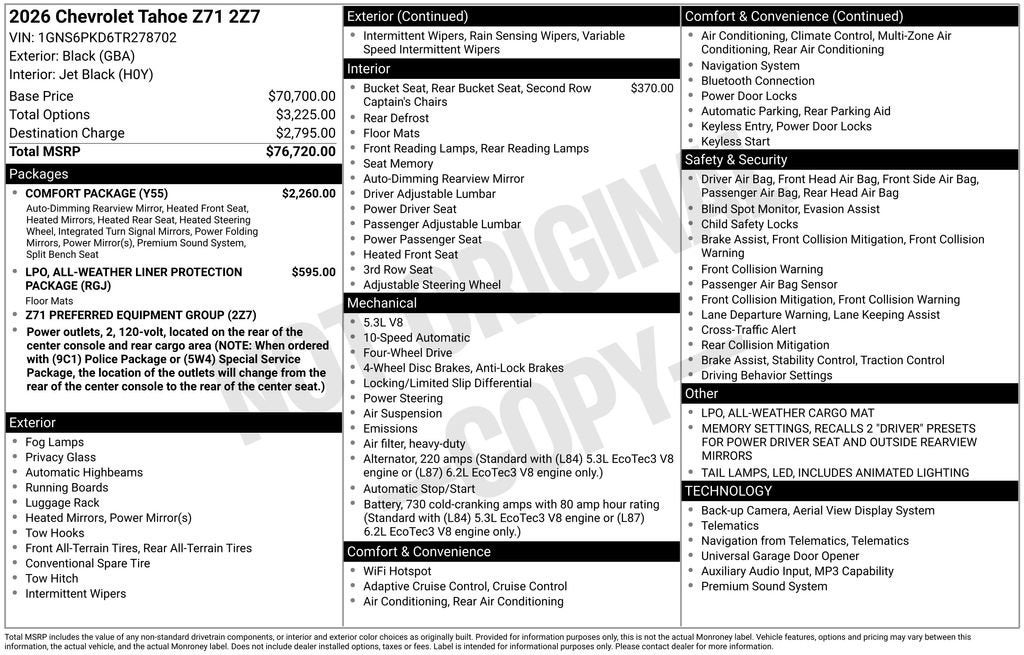 2026 Chevrolet Tahoe Z71
