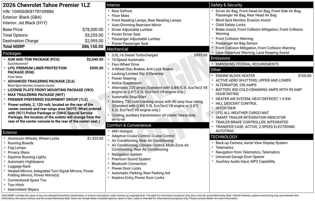 2026 Chevrolet Tahoe Premier