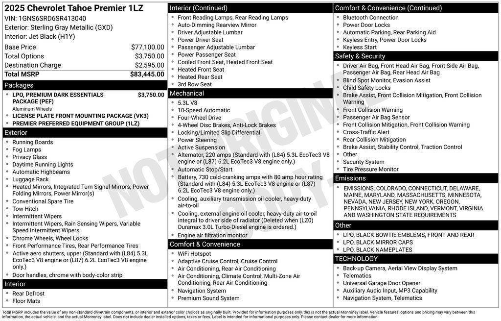 2025 Chevrolet Tahoe Premier
