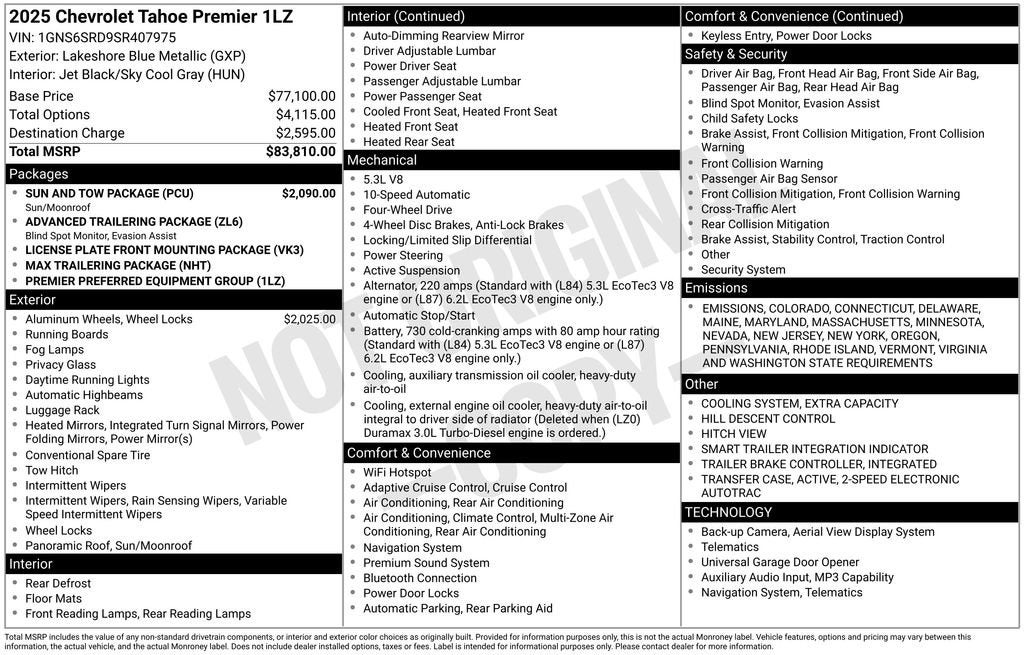 2025 Chevrolet Tahoe Premier