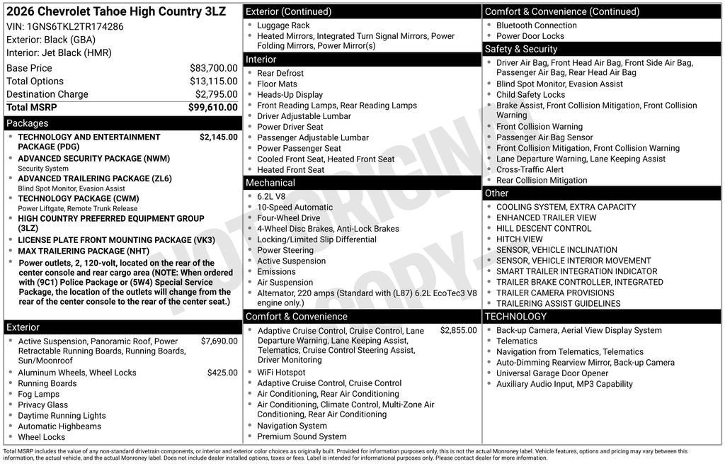 2026 Chevrolet Tahoe High Country