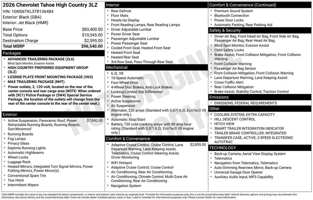 2026 Chevrolet Tahoe High Country