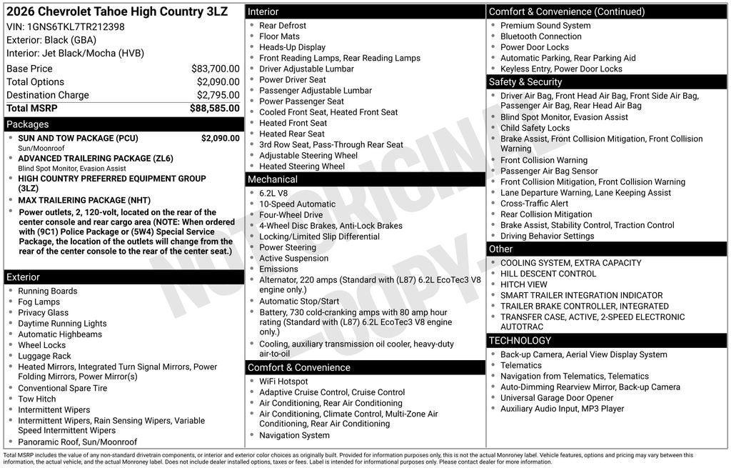 2026 Chevrolet Tahoe High Country