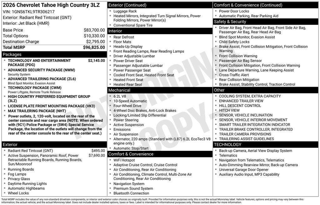 2026 Chevrolet Tahoe High Country