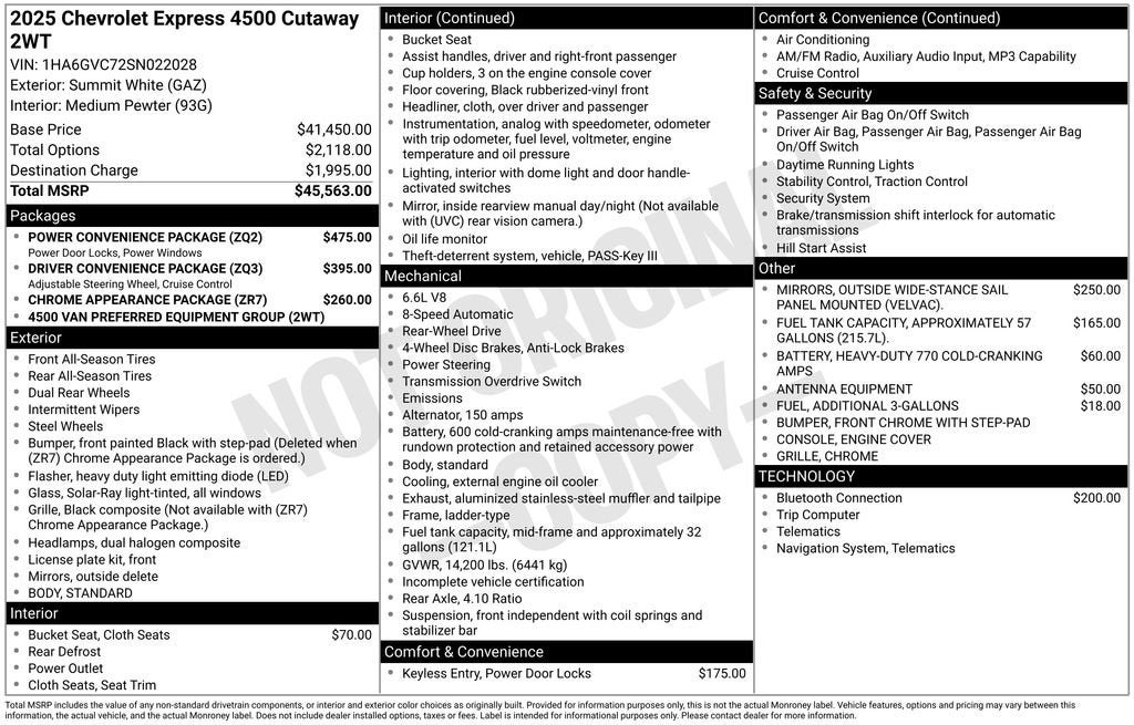 2025 Chevrolet Express Cutaway 4500 2WT