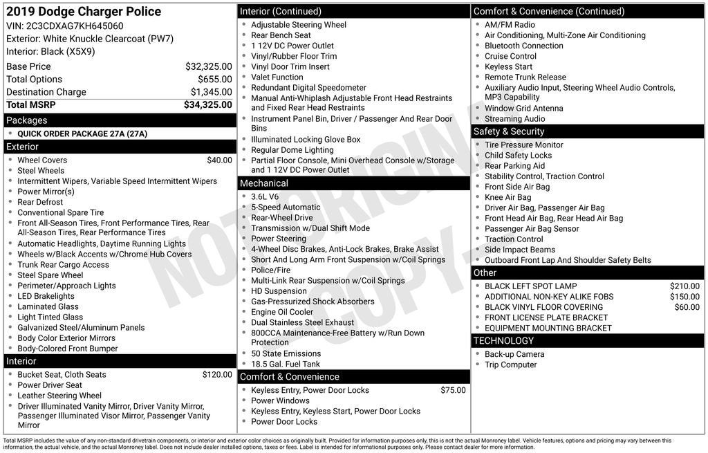 2019 Dodge Charger Police RWD
