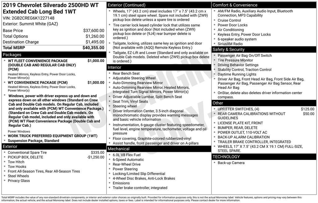 2019 Chevrolet Silverado 2500 HD Work Truck