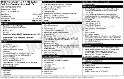 2026 Chevrolet Silverado 1500 Custom Trail Boss